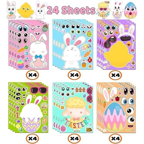 Easter Stickers - DIY Happy Easter Egg Bunny Sticker for Kids, Easter Crafts Sti - Picture 4 of 6